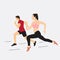 Vector illustration of Man and woman running together. Athletics sport concept