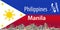 Vector illustration of Manila city skyline with flag of Philippines on background