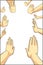 Vector illustration of many cartoon people hands trying to refus