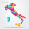 Vector Illustration Map Of Italy With Regions. Italian Country With Name Labels