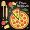 Vector illustration of Margherita Pizza with ingredients.