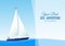 Vector illustration: Marine background with detailed yacht and space for text