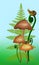 Vector illustration of mashrooms, a fern and snails