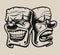 Vector illustration of masks in chicano tattoo style