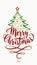 Vector illustration of merry christmas lettering text sign