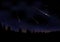 Vector illustration of Meteor Shower on dark night sky.