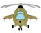 Vector illustration of the military helicopter with weapon type frontal