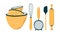 Vector Illustration. Modern kitchen tools. Isolated flat baking