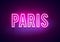 Vector Illustration Modern Paris City Neon Light Sign