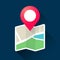 Vector illustration modern roadmap with pin pointer. Location GPS navigation systems. Map Icon.