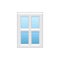 Vector illustration of modern vinyl casement window. Flat icon o