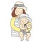 Vector illustration of mom carrying baby in her arms
