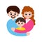 Vector Illustration Of Mom and dad hugging their son. or global day of parents, Happy parents and child in loving family