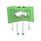 Vector illustration of money with sad face expression. Cartoon banknote character with arms and legs. Green dollar in