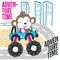 Vector illustration of monster truck with little monkey driver. Can be used for t-shirt print, kids wear fashion design,