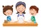 Vector Illustration Of Mother And Kids Preparing Dough