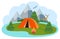 Vector illustration of mountain camp location for travel, tourism or camping.