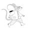 Vector illustration about mouse in a coat and boots jumps or runs