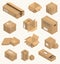 Vector illustration moving box isometric isolated.