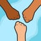 Vector illustration of multiracial race skin ethnic hand fist unite together friendship