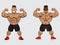 Vector illustration muscle man full body front and back view.