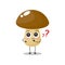 Vector illustration of mushroom character with cute expression, emoticon kawaii, ask, curious