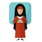 Vector illustration of muslim student with books in national clothes