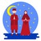 vector illustration of Muslims and Muslim woman avatars