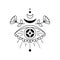 Vector illustration of mystic eye line art. Eye of Providence symbol. Evil eye amulet geometric ornament Esoteric sign