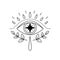 Vector illustration of mystic eye, providence sight. Magic symbol. Line evil eye amulet geometric ornament Esoteric sign