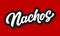 Vector illustration of Nachos logo with hand sketched lettering isolated on red background. Design concept, template