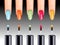 Vector illustration of nail polish in different colors being applied to nail.