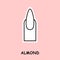 vector illustration nail shape almond pink background