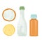 Vector illustration. Natural cleaning products are vinegar, baking soda, lemon, h2o2 hydrogen peroxide natural cleaning