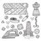 Vector illustration of needlework, sewing tools