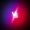 Vector illustration neon versus logo vs letters for sports and fight competition. Battle match, game concept competitive vs.