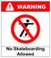 Vector illustration of a no skateboarding allowed sign with man silhouette