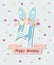 Vector illustration with number Four, Bunny ears and flower wreath