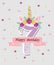 Vector illustration with number Seven, Unicorn Horn, ears and flower wreath.