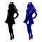 Vector illustration of nurse, black silhouette and detailed blue