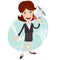 Vector Illustration of Office woman megaphone shouting