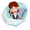 Vector Illustration of Office woman sitting at his working desk