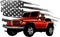 vector illustration of offroad car wirh american flag