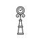 Vector illustration of old floor standing clock. Line icon of vi