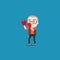 Vector illustration of old man with boxing gloves.