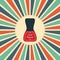 Vector illustration. Old nail polish bottle with red lacquer drop in vintage style.