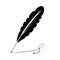 A vector illustration of an old quill and ink. Feather Quill and ink. A retro image of a writing with quill icon