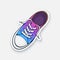 Vector illustration. One rainbow textile sneaker with rubber toe and loose lacing