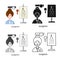 Vector illustration of ophthalmologist and woman icon. Set of ophthalmologist and procedure stock vector illustration.
