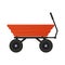 Vector illustration of orange garden trolley in cartoon style. Design a children`s toy or for gardening, harvesting, planting